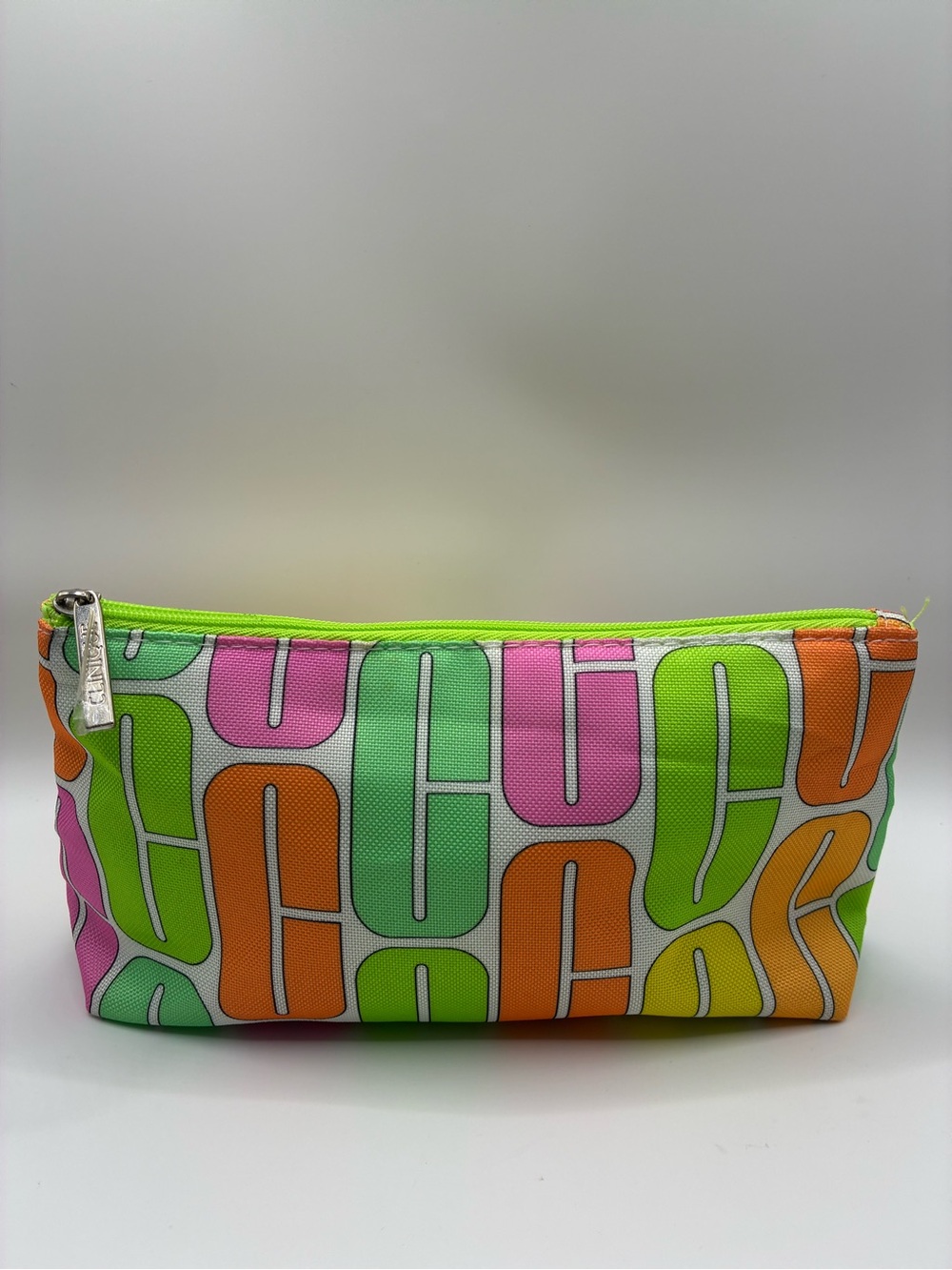 Clinique Neon Multicolor Logo Cosmetic Bag - Green, Pink, Orange, Yellow
